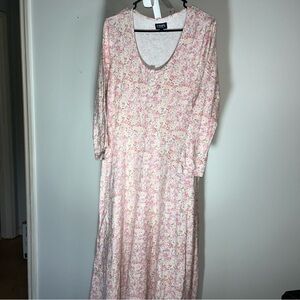 Chaps Light Pink Floral Long Sleeve Dress